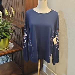 Navy Blue Floral Sweatshirt